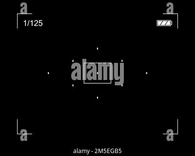 Focusing screen of the camera viewfinder with battery, rec. Vector template of viewfinder camera recording. Stock Vector