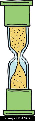 Laboratory hourglass color doodle. Sand clock icon Stock Vector