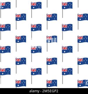 Vector seamless pattern of flat Australian flag isolated on white background Stock Vector