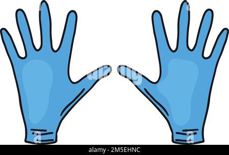 Rubber gloves icon. Blue doodle. Hand protection Stock Vector