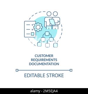 Customer requirements documentation turquoise concept icon Stock Vector