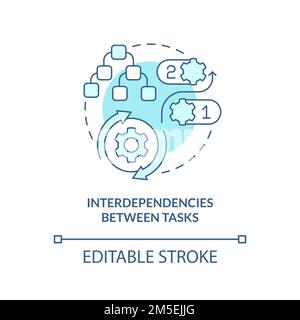 Interdependencies between tasks turquoise concept icon Stock Vector