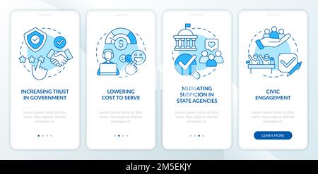 Public service delivery changes blue onboarding mobile app screen Stock Vector
