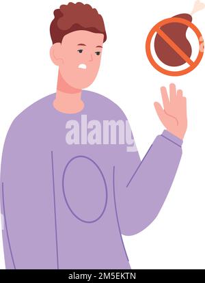 Appetite loss icon. Stomach pain. Gastritis symptom isolated on white background Stock Vector