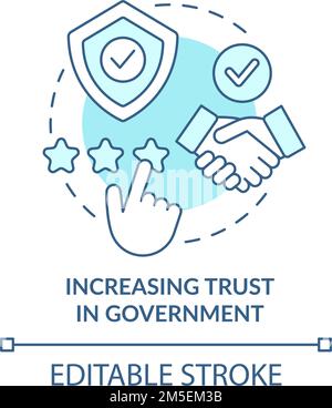 Increasing trust in government turquoise concept icon Stock Vector