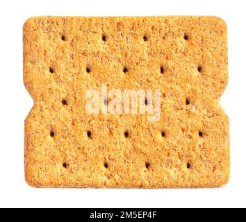 Wheat cracker. A single piece wholemeal oat biscuit isolated on white background. Stock Photo