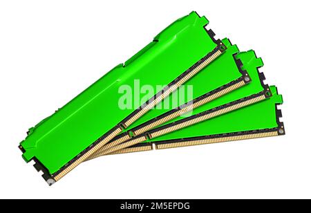Desktop computer memory. four DIMM DDR4 memory modules. Parts for assemble PC isolated on white Stock Photo