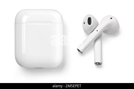 Wireless headphones, isolated on white background Stock Photo