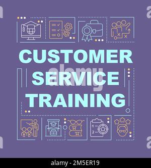 Training of customer service word concepts purple banner Stock Vector