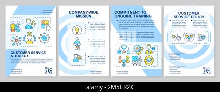 Strategy of customer service blue brochure template Stock Vector