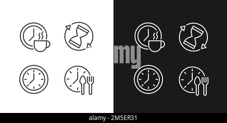 Managing time efficiently pixel perfect linear icons set for dark, light mode Stock Vector