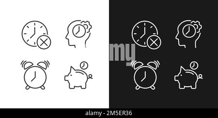 Organizing time wisely pixel perfect linear icons set for dark, light mode Stock Vector