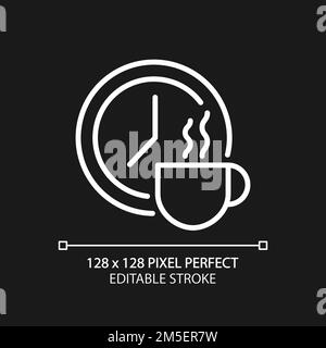 Break time pixel perfect white linear icon for dark theme Stock Vector