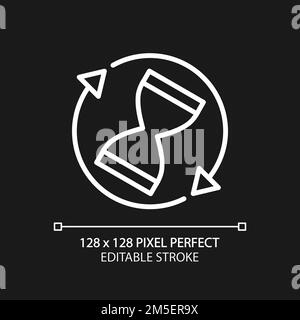 Rotating sand clock pixel perfect white linear icon for dark theme Stock Vector