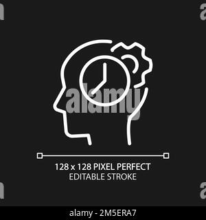 Time for thinking process pixel perfect white linear icon for dark theme Stock Vector