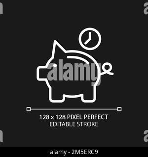 Save money for future pixel perfect white linear icon for dark theme Stock Vector