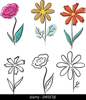 Set of simplistic abstract flowers. Vector illustration Stock Vector