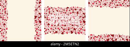 Set of vector seamless borders with hearts. Great for textile, packaging, scrapbook, greeting cards. Vector illustration. Valentine's day Stock Vector
