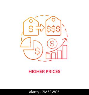 Higher prices red gradient concept icon Stock Vector