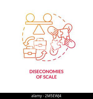 Diseconomies of scale red gradient concept icon Stock Vector
