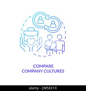 Compare company cultures blue gradient concept icon Stock Vector