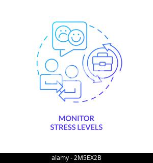 Monitor stress levels blue gradient concept icon Stock Vector