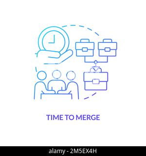 Time to merge blue gradient concept icon Stock Vector