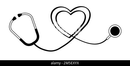 Copy of Beautiful Artistic heart Stethoscope black  Photographic