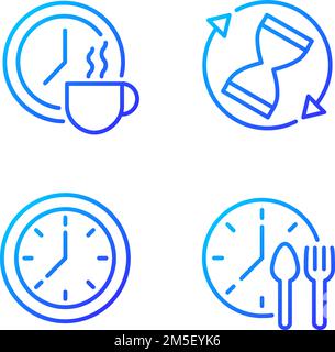 Managing time efficiently pixel perfect gradient linear vector icons set Stock Vector