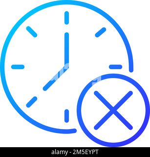Clock with cross mark pixel perfect gradient linear vector icon Stock Vector