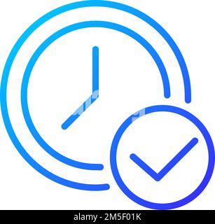 Clock with check mark pixel perfect gradient linear vector icon Stock Vector
