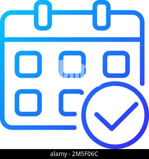 Calendar with check mark pixel perfect gradient linear vector icon Stock Vector