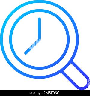 Magnifying glass with clock pixel perfect gradient linear vector icon Stock Vector