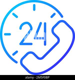 Round-the-clock support pixel perfect gradient linear vector icon Stock Vector