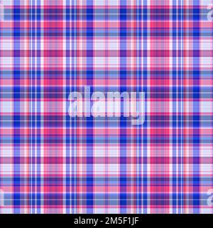 Nautical gingham in coastal beach house check fabric tile. Seamless red blue white sailor flannel textile tartan repeat swatch. Stock Photo