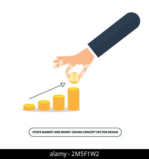 Money deposit and finance concept vector design, hands hold the money bag, full outline designed economy icon Stock Vector