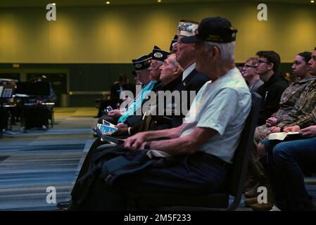Several veterans are among attendees at the All-Ohio United States Armed Forces Career Commitment Celebration March 9, 2022, at the Greater Columbus Convention Center in Columbus, Ohio. The annual event recognizes and honors Ohio high school students who are entering service academies or have committed to serve on active duty, in the Reserve or National Guard. Stock Photo