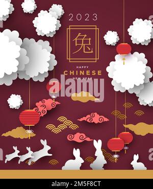 Premium Vector  Happy chinese new year 2023 rabbit zodiac sign