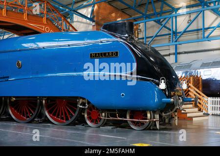 Mallard no. 4468 steam locomotive on display at the National Railway Museum, York, England. Stock Photo