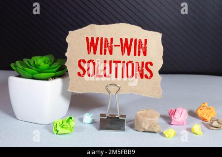 win-win solution - negotiation or conflict resolution concept - isolated words in vintage wood type Stock Photo