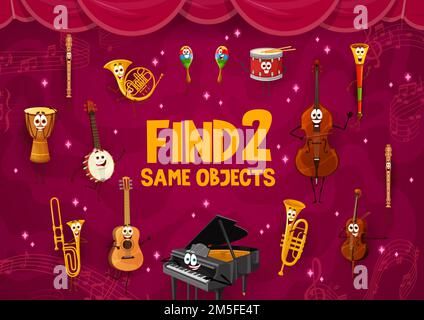 Find two same cartoon musical instrument characters on the stage ...