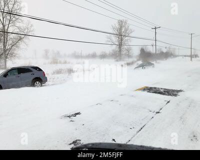 Lancaster, New York, USA. 24th Dec, 2022. Vehicles are left stranded on the road following a winter storm that hit the Buffalo area. (Credit Image: © Lancaster NY Police Department/ZUMA Press Wire) Stock Photo