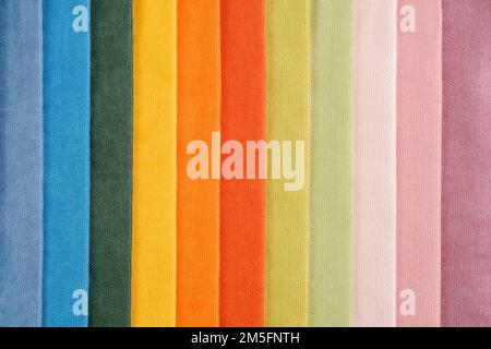 Close-up colorful fabric samples texture background Stock Photo