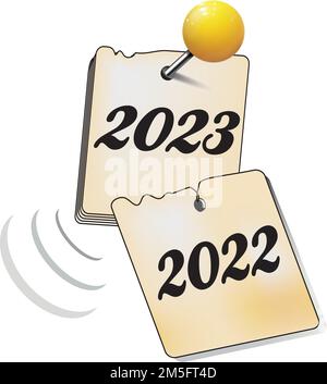 Calendar with pages from 2022 to 2023 new year concept. Happy New Year 2023. Stock Vector