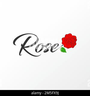 Simple and unique Letter or writing ROSE script font with and leaf ...