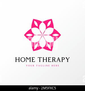 Simple and unique flower in six corner for therapy image graphic icon logo design abstract concept vector stock. symbol related to beauty or plant Stock Vector