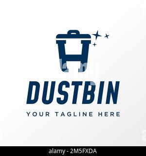 Simple and unique letter or word H font like rubbish bin image graphic icon logo design abstract concept vector stock. symbol related to initial clean Stock Vector