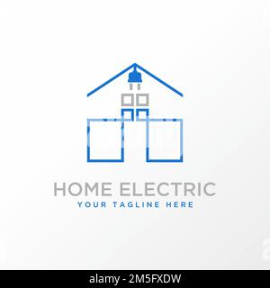 simple and unique house and electrical component or lighting graphic icon logo design abstract concept vector stock. related to tech or property Stock Vector