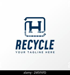 Simple and unique letter or word H font with recycle icon graphic icon logo design abstract concept vector stock. symbol related to initial or clean Stock Vector