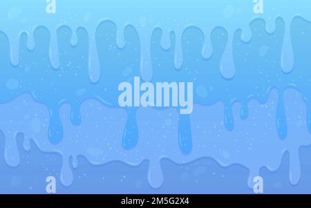 Flowing blue sticky liquid. Slime drips and flowing. Stock Vector